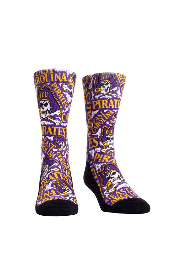 NCAA ECU Pirates - Logo Sketch Rock 'Em Socks (S-M)