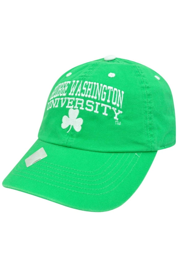 NCAA George Washington Colonials St Patricks Green Garment Wash Clover Hat Cap