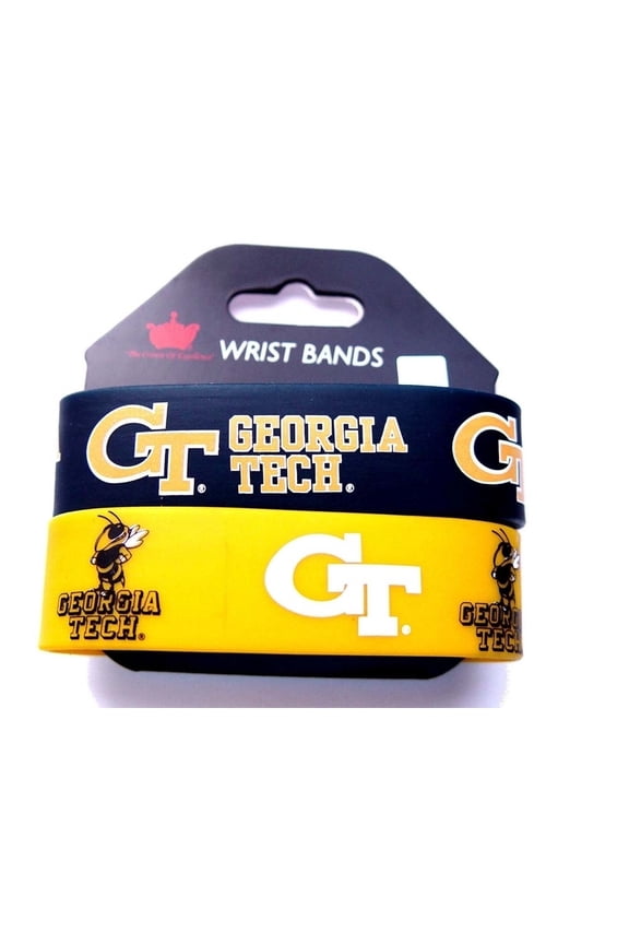 NCAA Georgia Tech Yellow Jackets Sports Team Logo Rubber Wrist Band Set of 2