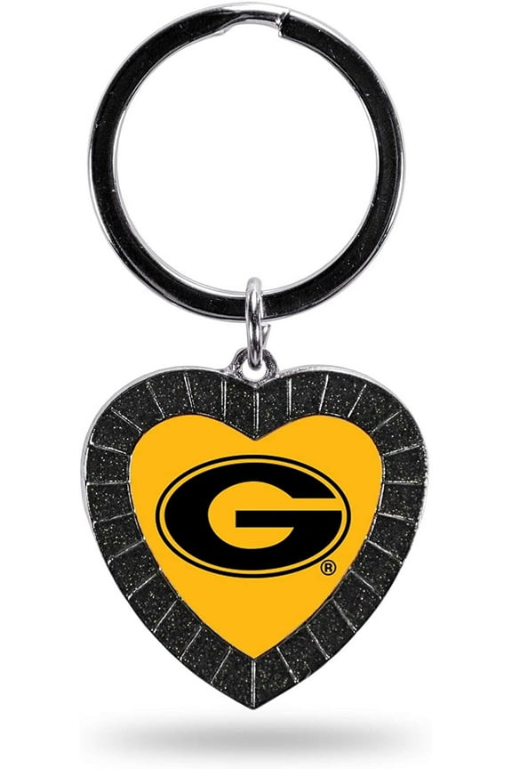 NCAA Grambling State Tigers NCAA Rhinestone Heart Colored Keychain, Black, 3-inches in length