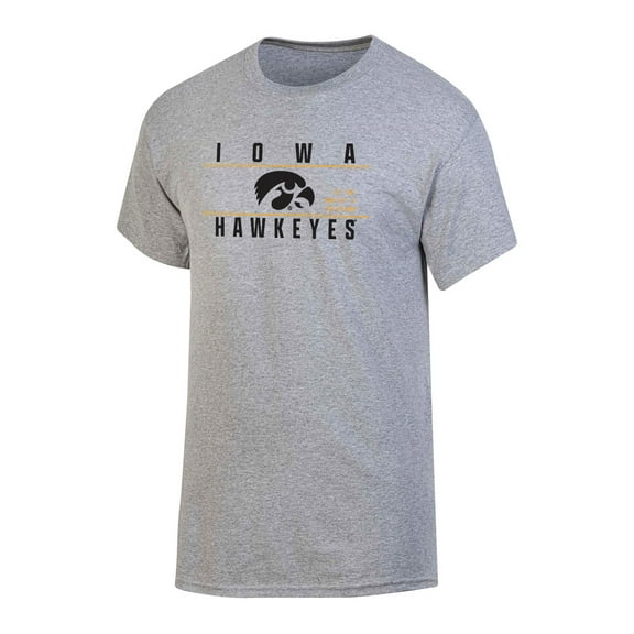 NCAA Men's Iowa Hawkeyes Gray Bar Logo Crewneck Tee