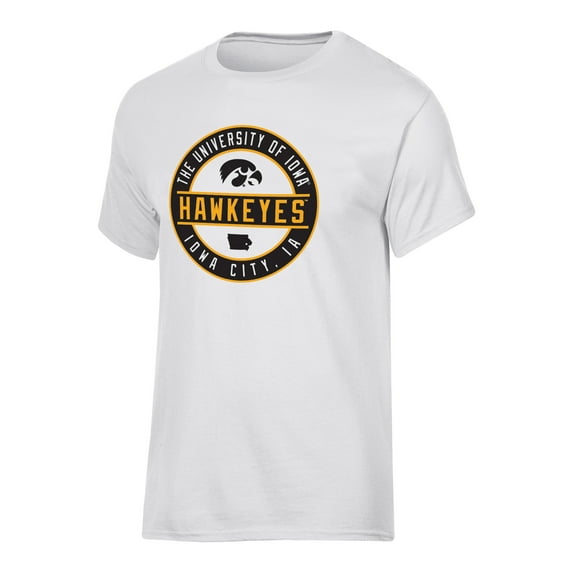 NCAA IOWA HAWKEYES Mens White Color Cotton SS TEE Circle Local OPP