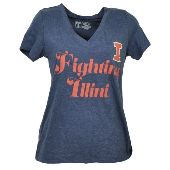 NCAA Illinois Fighting Illini V Neck Blue Tshirt Tee Womens Short Sleeve XSmall