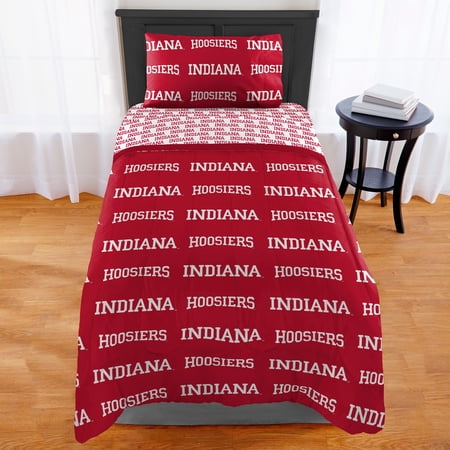 NCAA Indiana Hoosiers Bed in a Bag Set, 100% polyester, Twin Size, Team Colors, 4 Piece Set