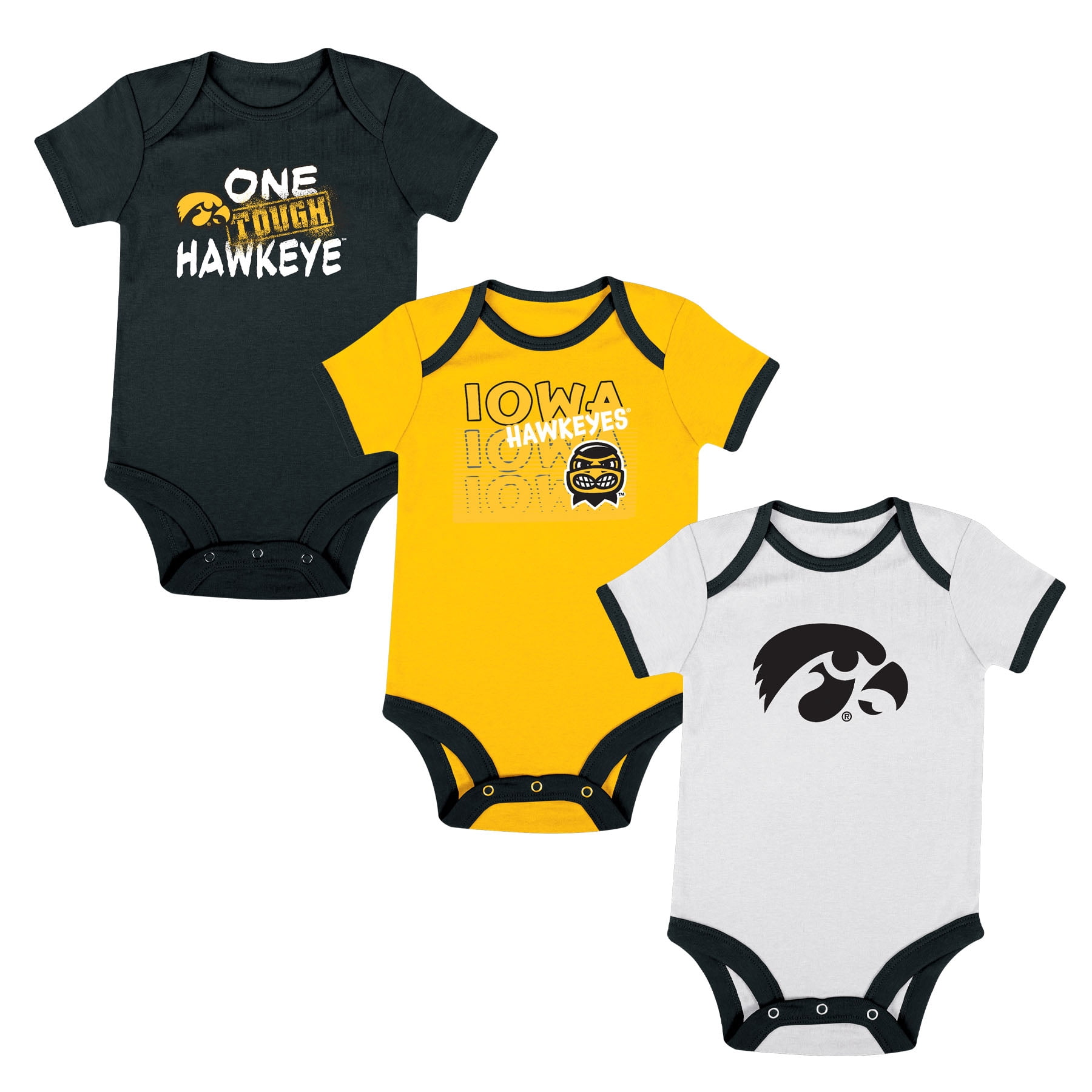NCAA Iowa Hawkeyes Infant & Toddler Onesies, 3-Pack