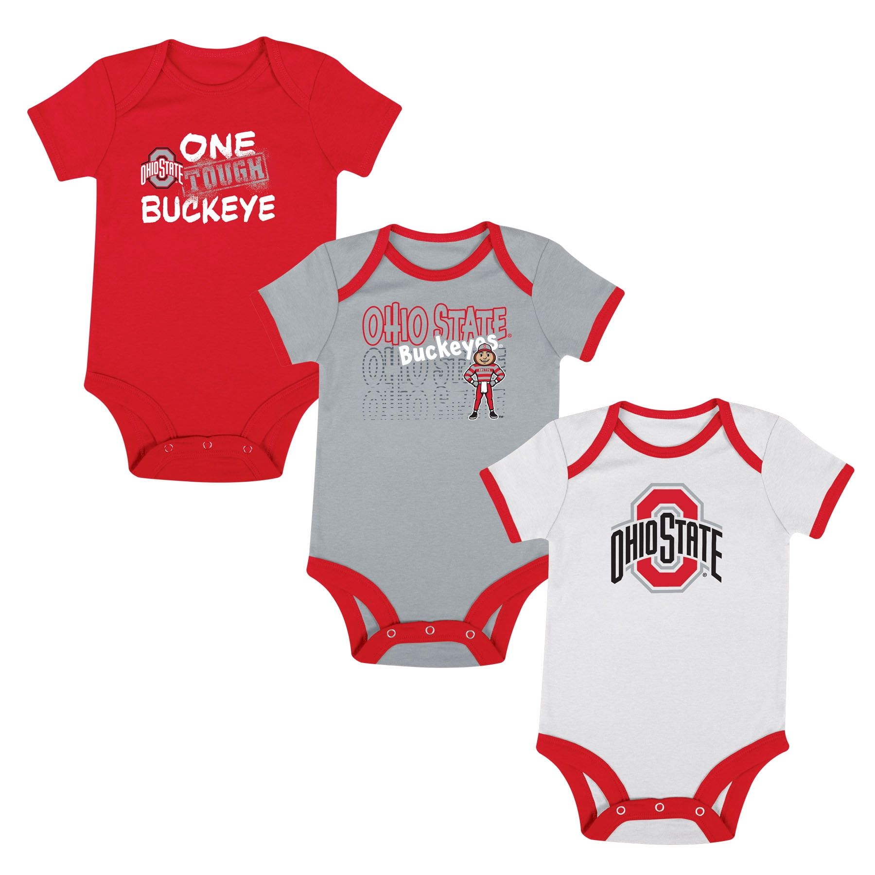 NCAA Ohio State Buckeyes Infant & Toddler Onesies, 3-Pack