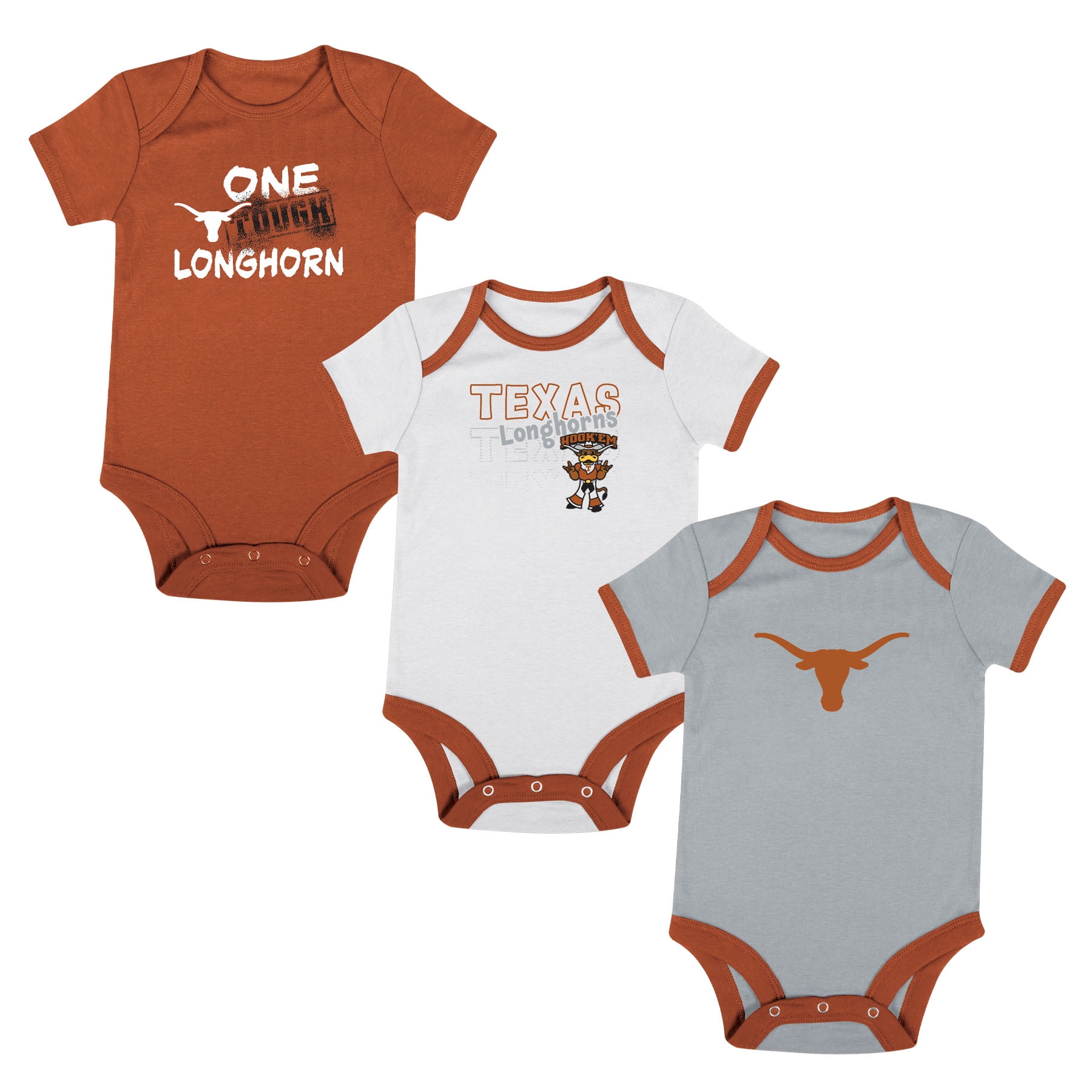 NCAA Texas Longhorns Infant & Toddler Onesies, 3-Pack