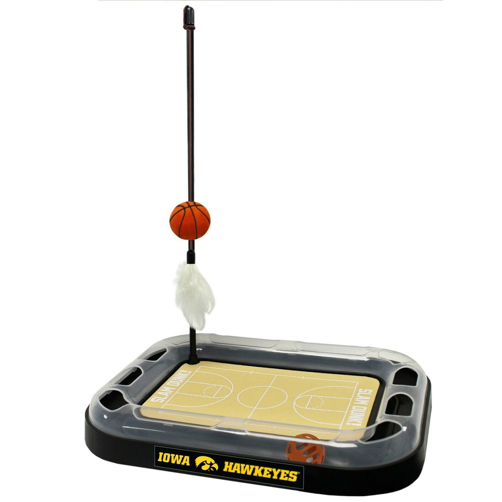 NCAA Iowa Hawkeyes CAT Scratcher Mat Toy with Catnip Plush & Feather Cat Toy 5-in-1 Kitty Toy