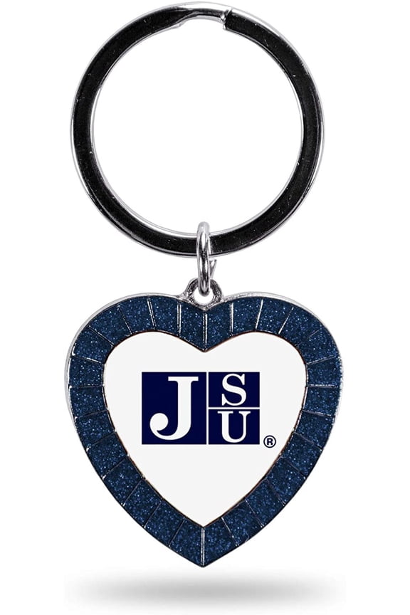 NCAA Jackson State Tigers NCAA Rhinestone Heart Colored Keychain, Navy, 3-inches in length