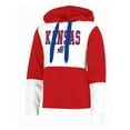 thumbnail image 1 of NCAA Kansas Jayhawks Womens White Color Fleece Colorblocked Long Sleeve Hoodie, 1 of 2