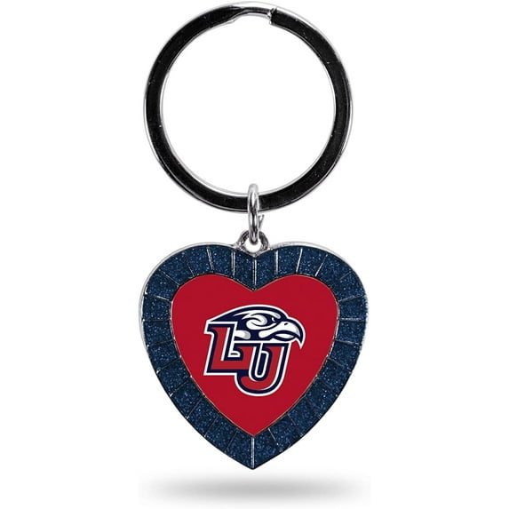 NCAA Liberty Flames NCAA Rhinestone Heart Colored Keychain, Navy, 3-inches in length