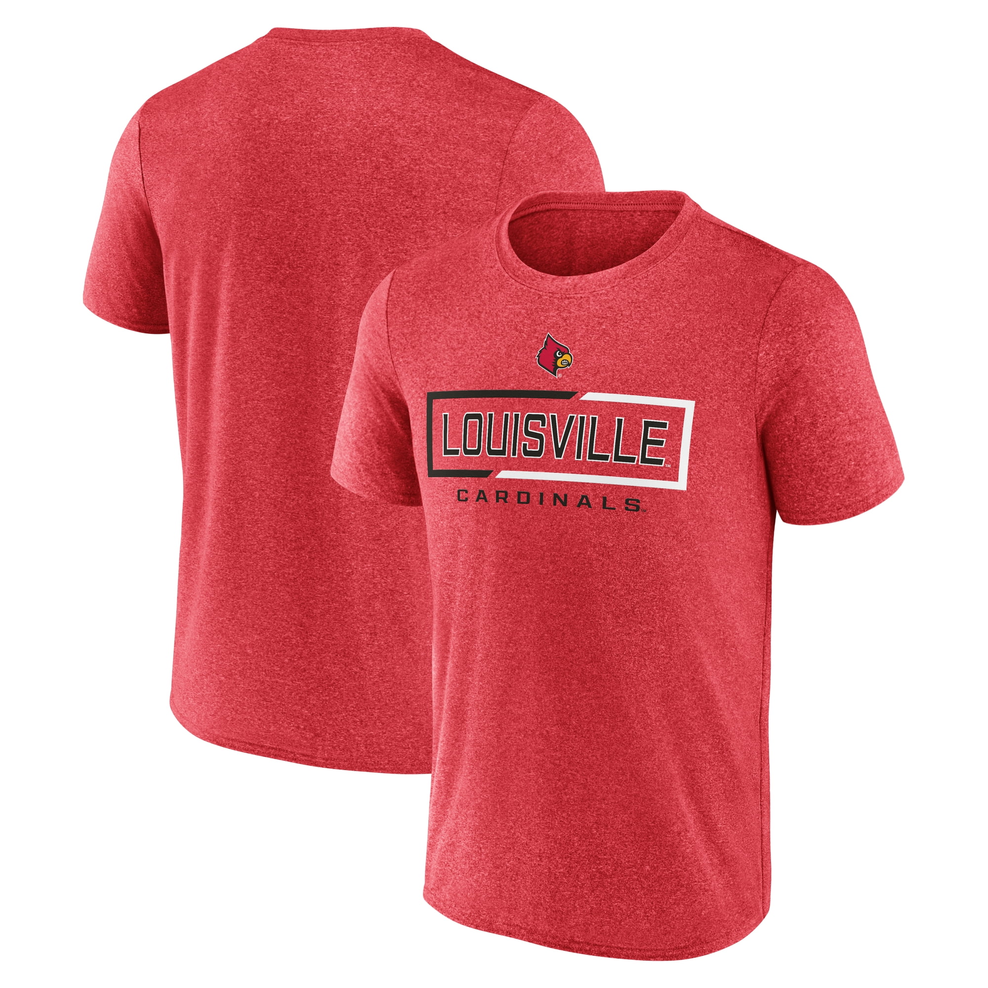 NCAA Louisville Cardinals Men's Synthetic Red Heather Short Sleeve T-Shirt