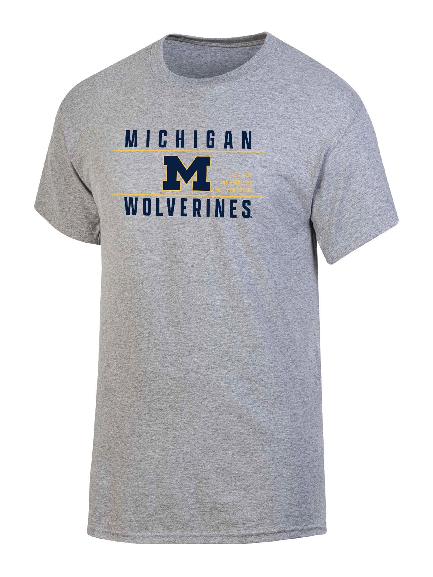 NCAA Men's Michigan Wolverines Gray Bar Logo Crewneck Tee