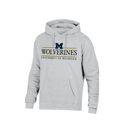 Michigan Brand NCAA Men’s Ash Heather Team Bar Logo Fleece Hoodie Sweatshirt