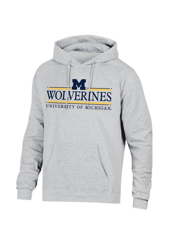 NCAA Men’s Ash Heather Team Bar Logo Fleece Hoodie Sweatshirt