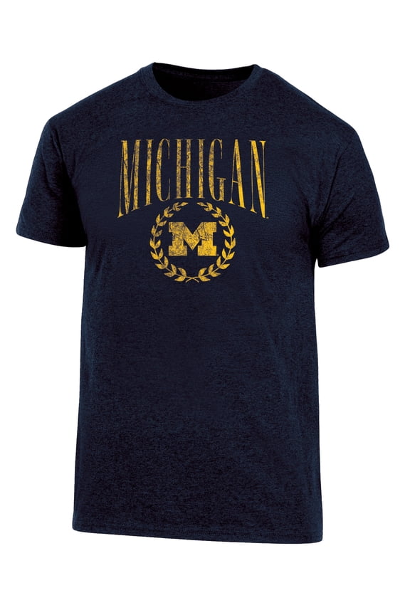 NCAA Men's Michigan Wolverines Triblend Laurel Logo Tee