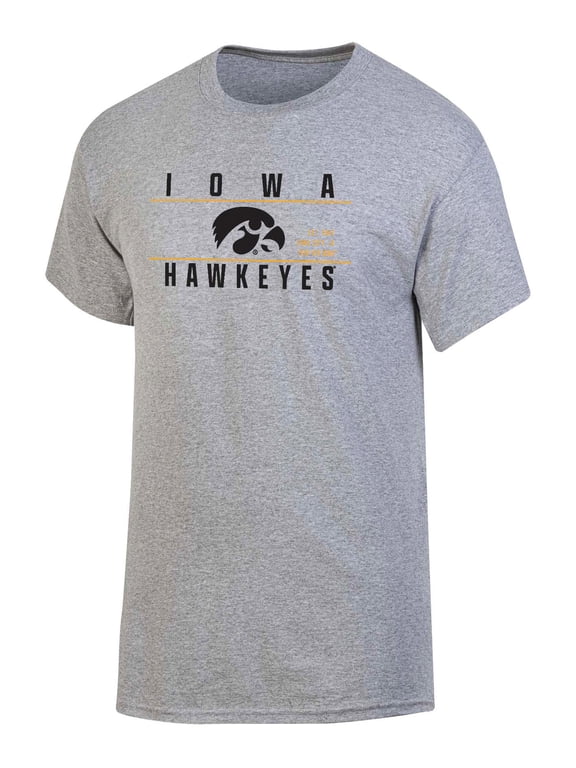 NCAA Men's Iowa Hawkeyes Gray Bar Logo Crewneck Tee