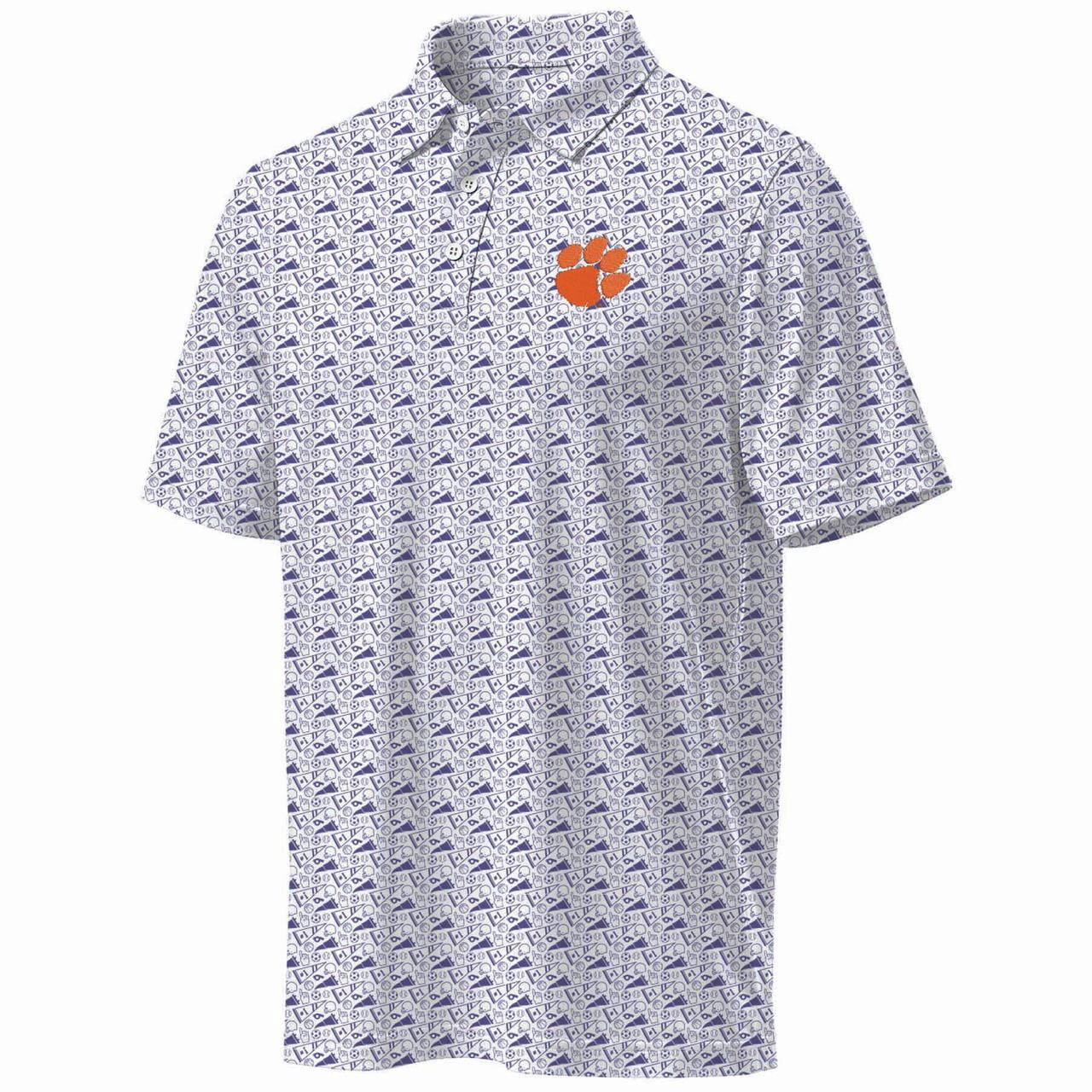 NCAA Mens Clemson Tigers All Over Print Polo