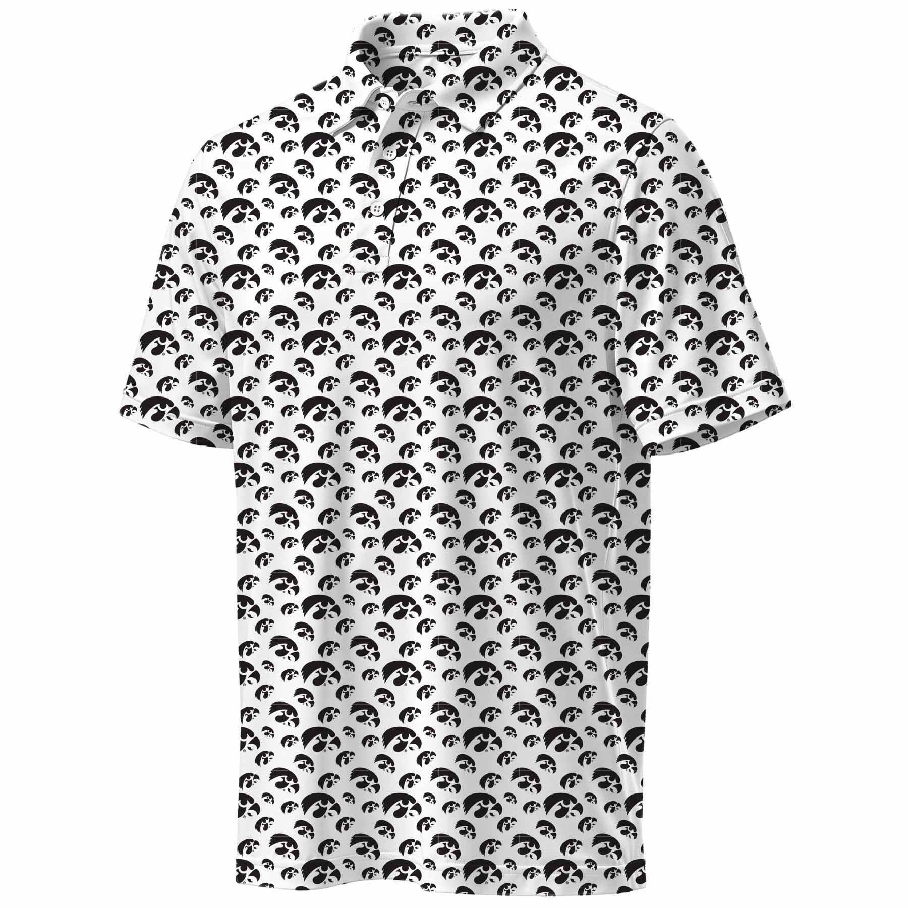 NCAA Mens Iowa Hawkeyes All Over Print Polo