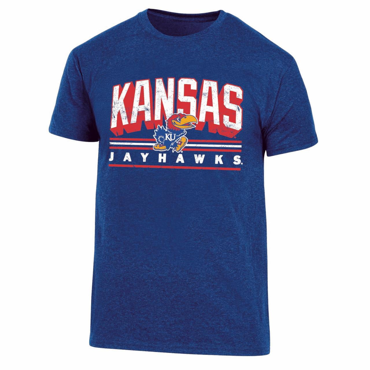 Mens NCAA Kansas Jayhawks Triblend 3-D Graphic T-Shirt