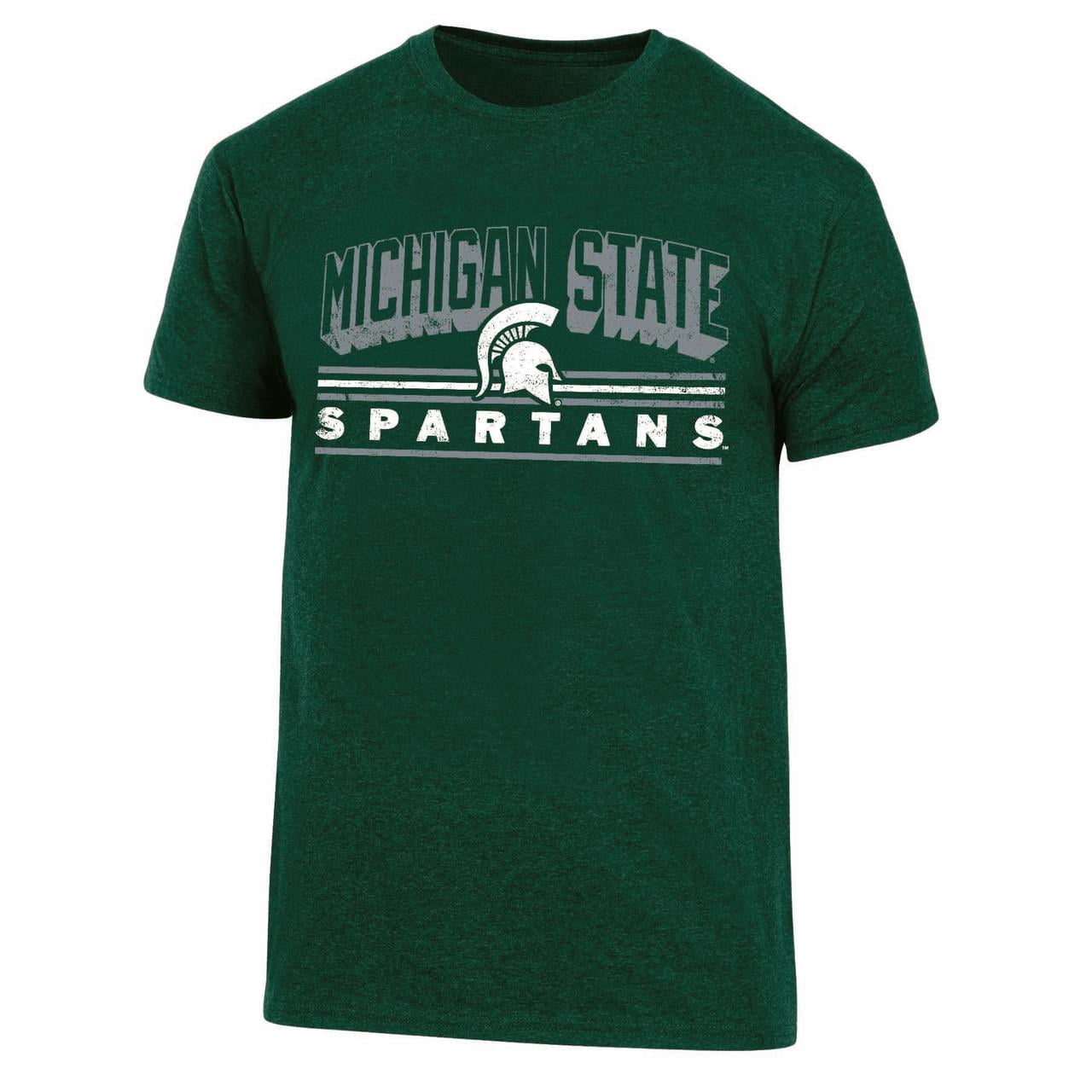Mens NCAA Michigan State Spartans Triblend 3-D Graphic T-Shirt