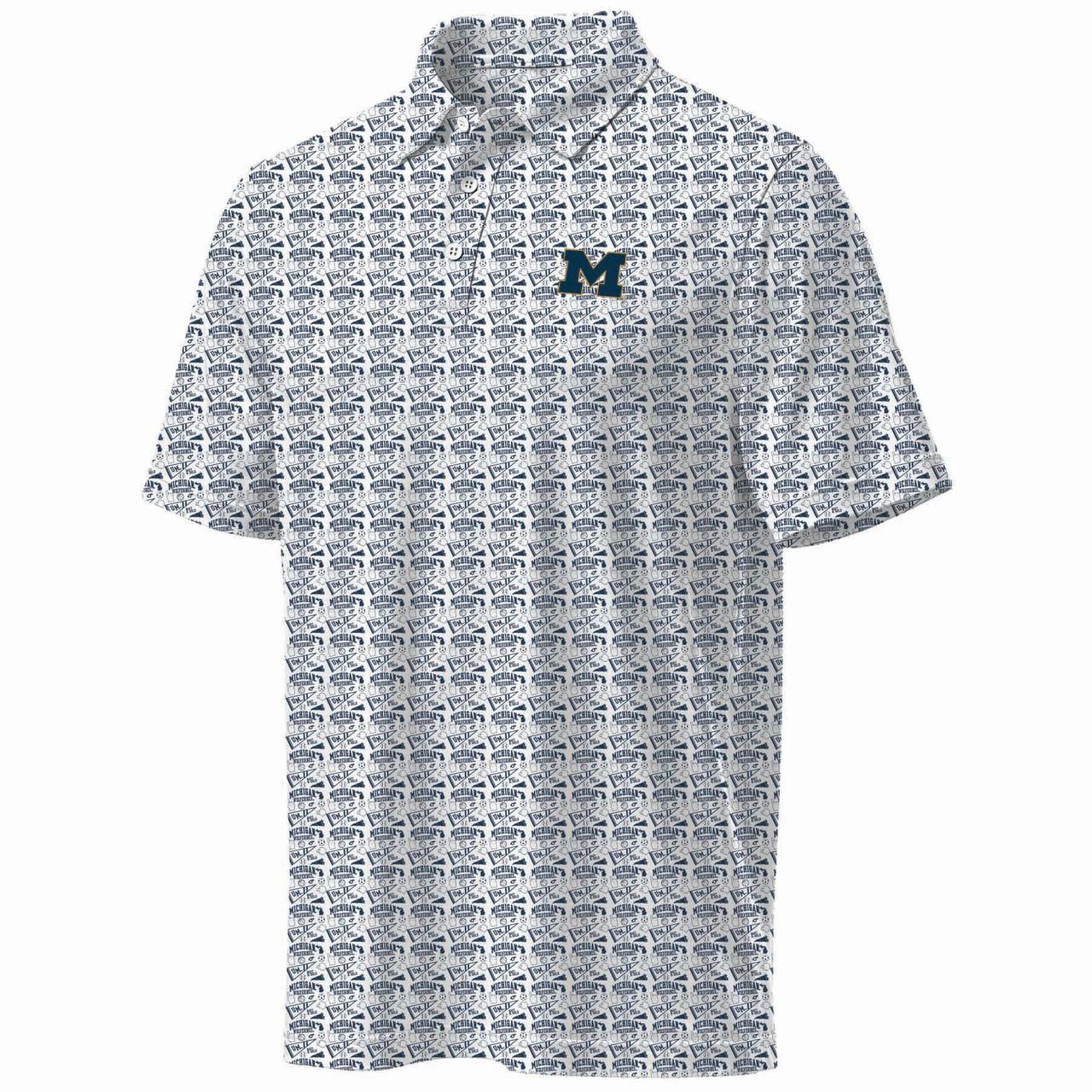NCAA Mens Michigan Wolverines All Over Print Polo