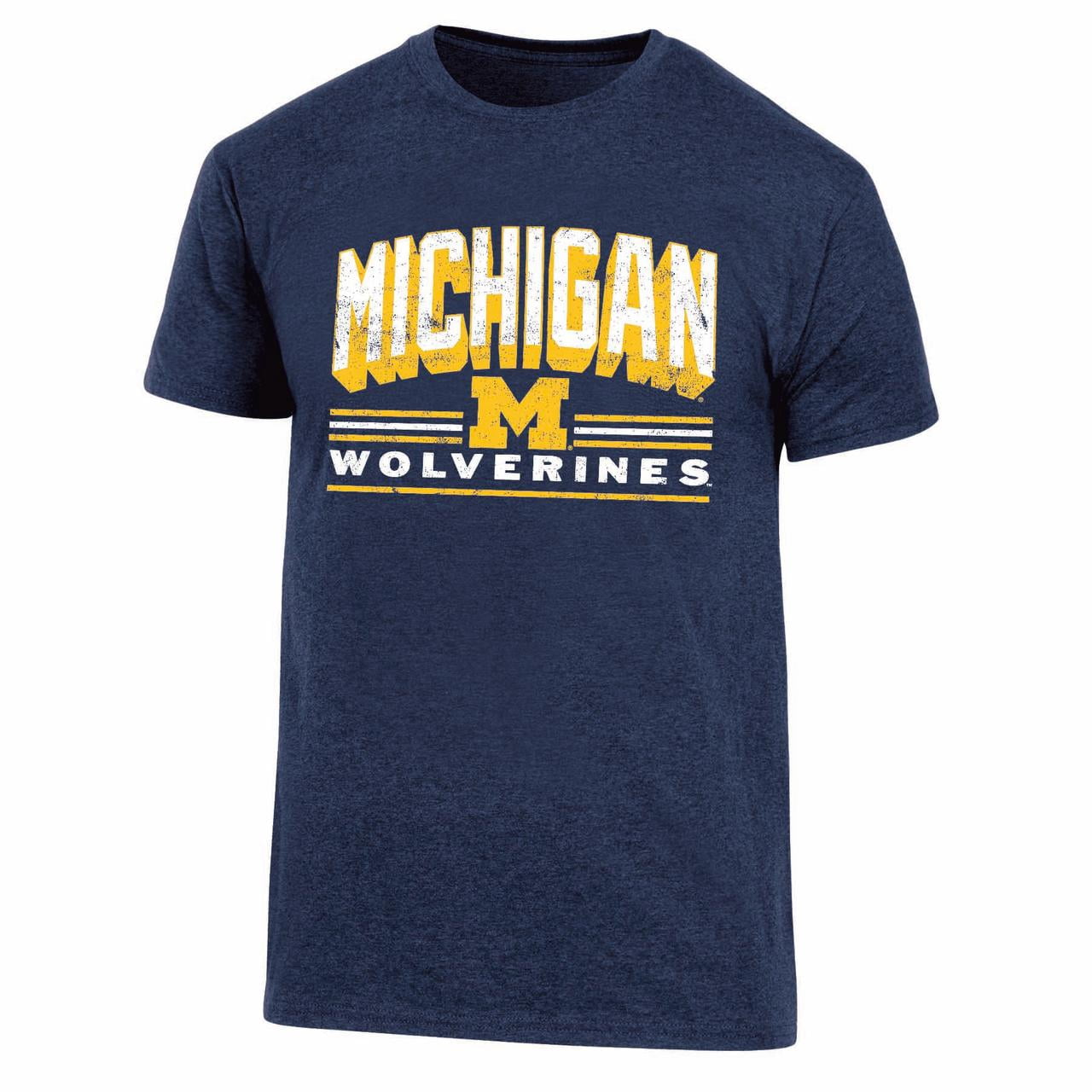 Mens NCAA Michigan Wolverines Triblend 3-D Graphic T-Shirt