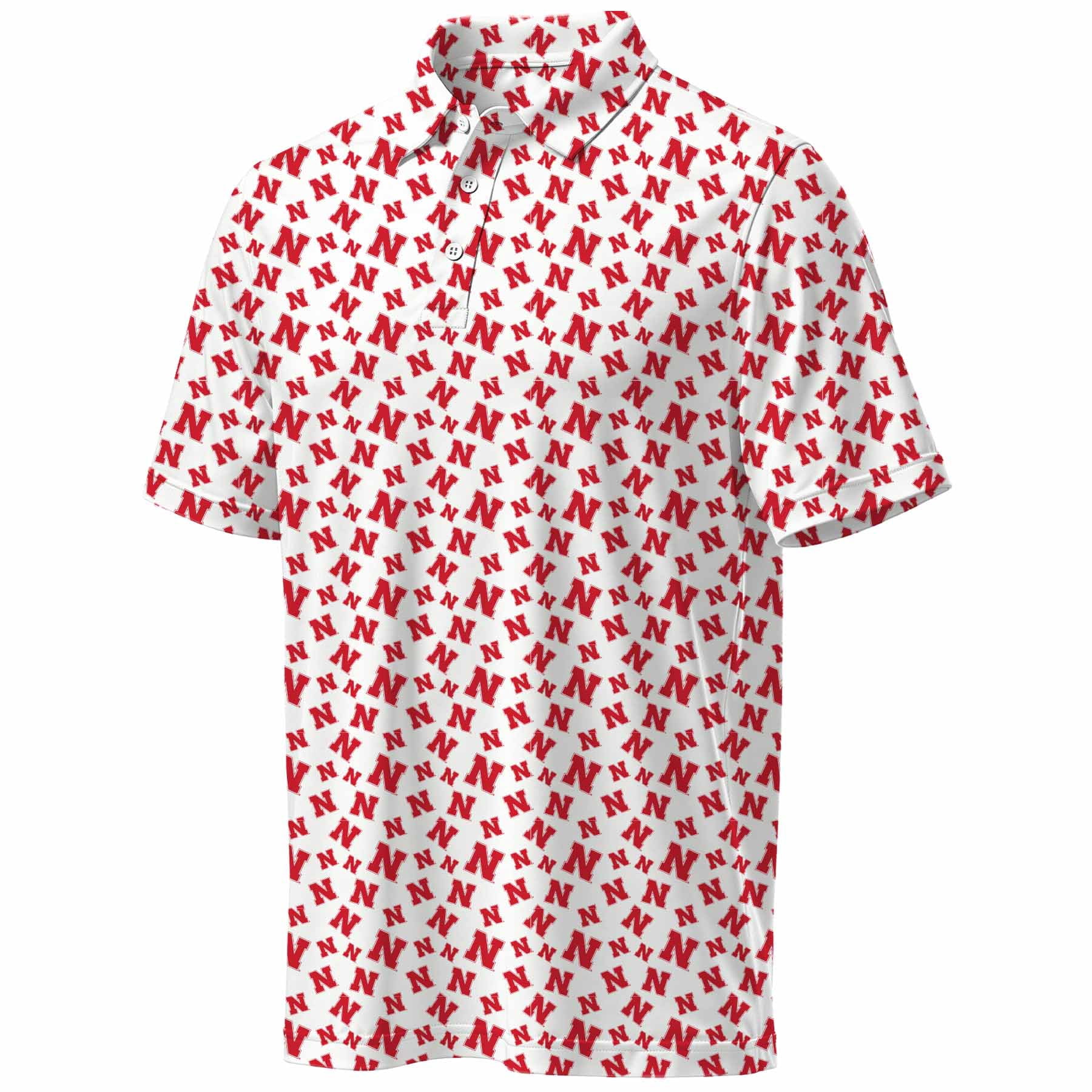 NCAA Mens Nebraska Huskers All Over Print Polo