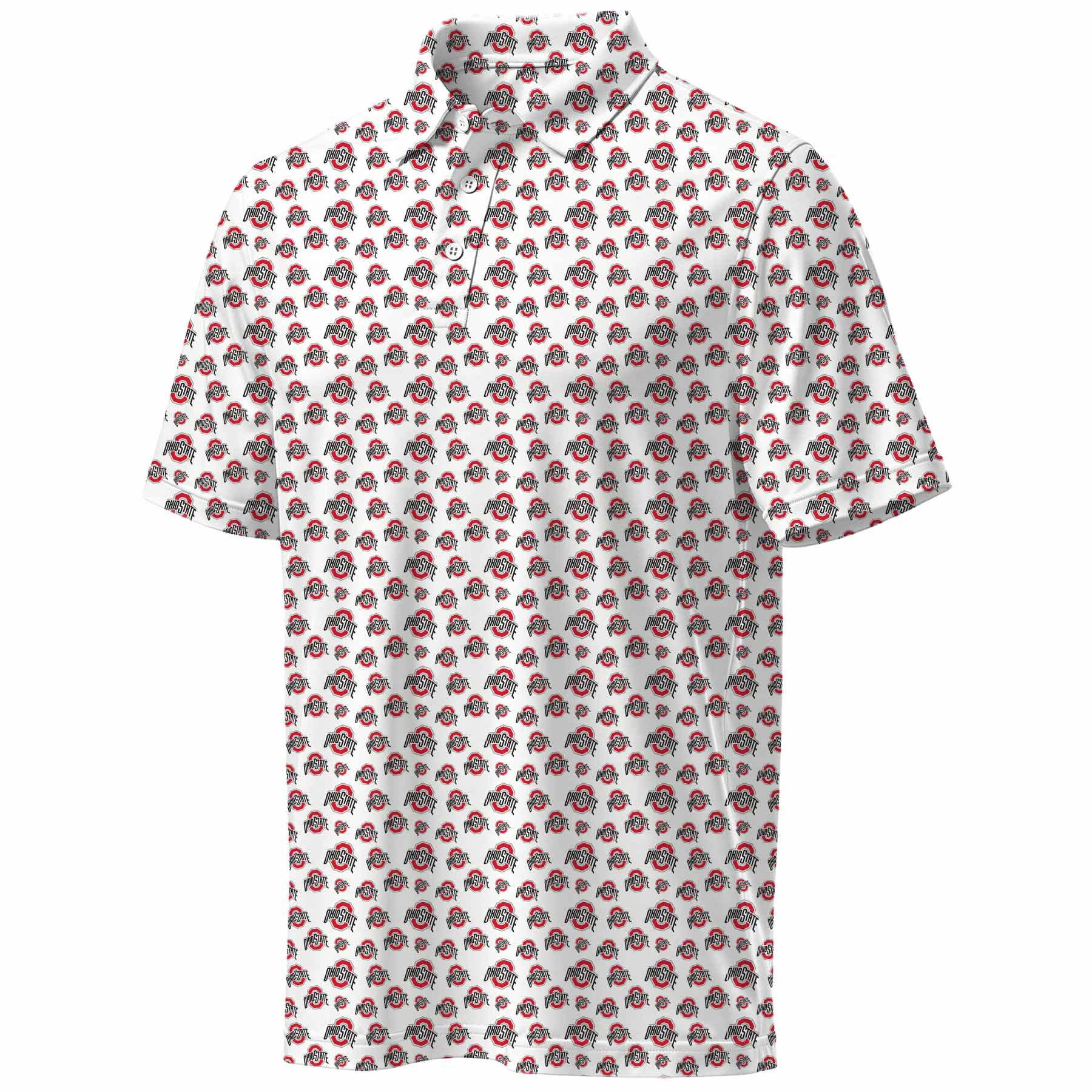 NCAA Mens Ohio State Buckeyes All Over Print Polo