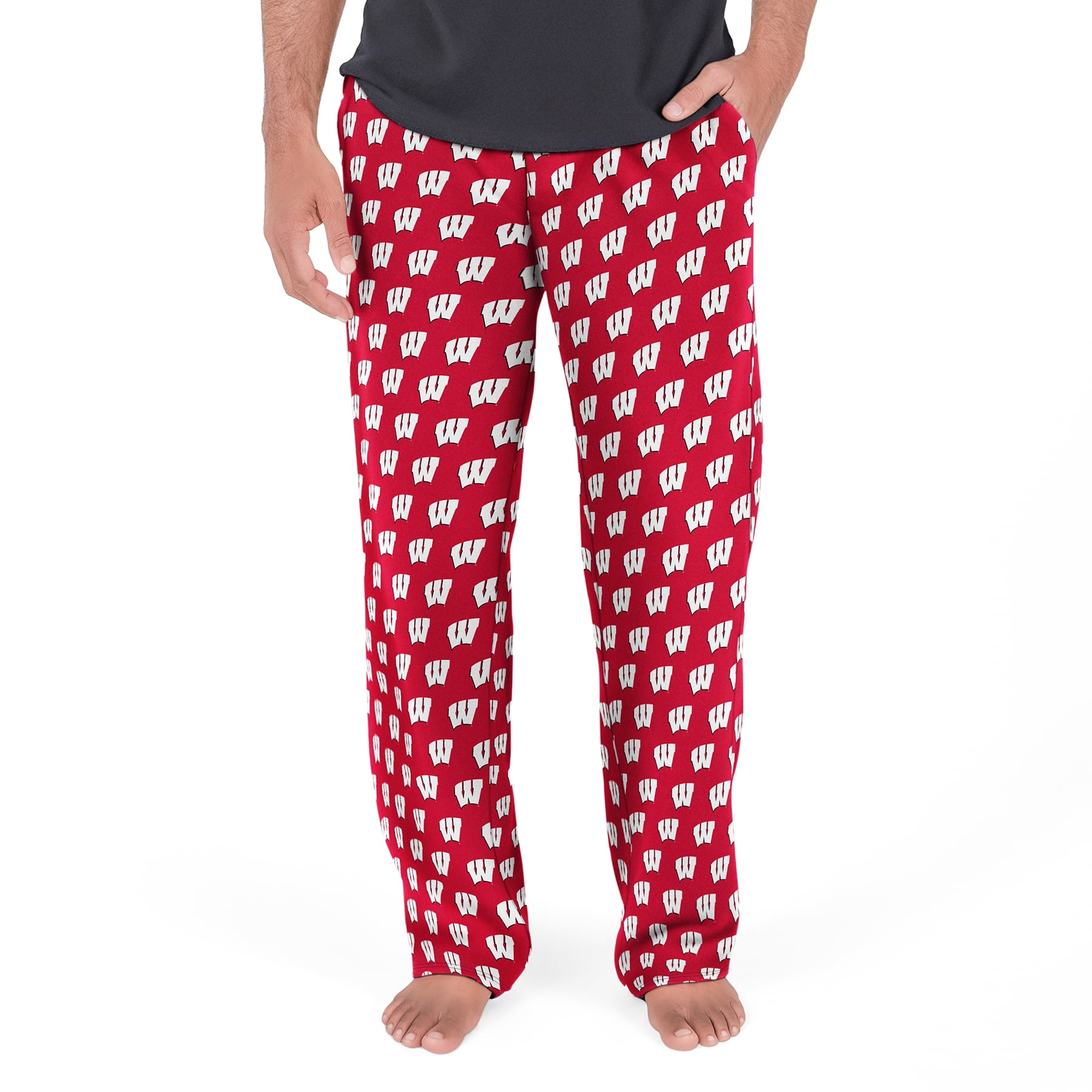 NCAA Mens Wisconsin Badgers All Over Print Pajama Pants