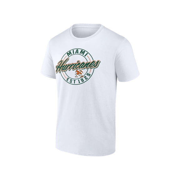 NCAA Miami Hurricanes Men's Cotton White Short Sleeve T-Shirt