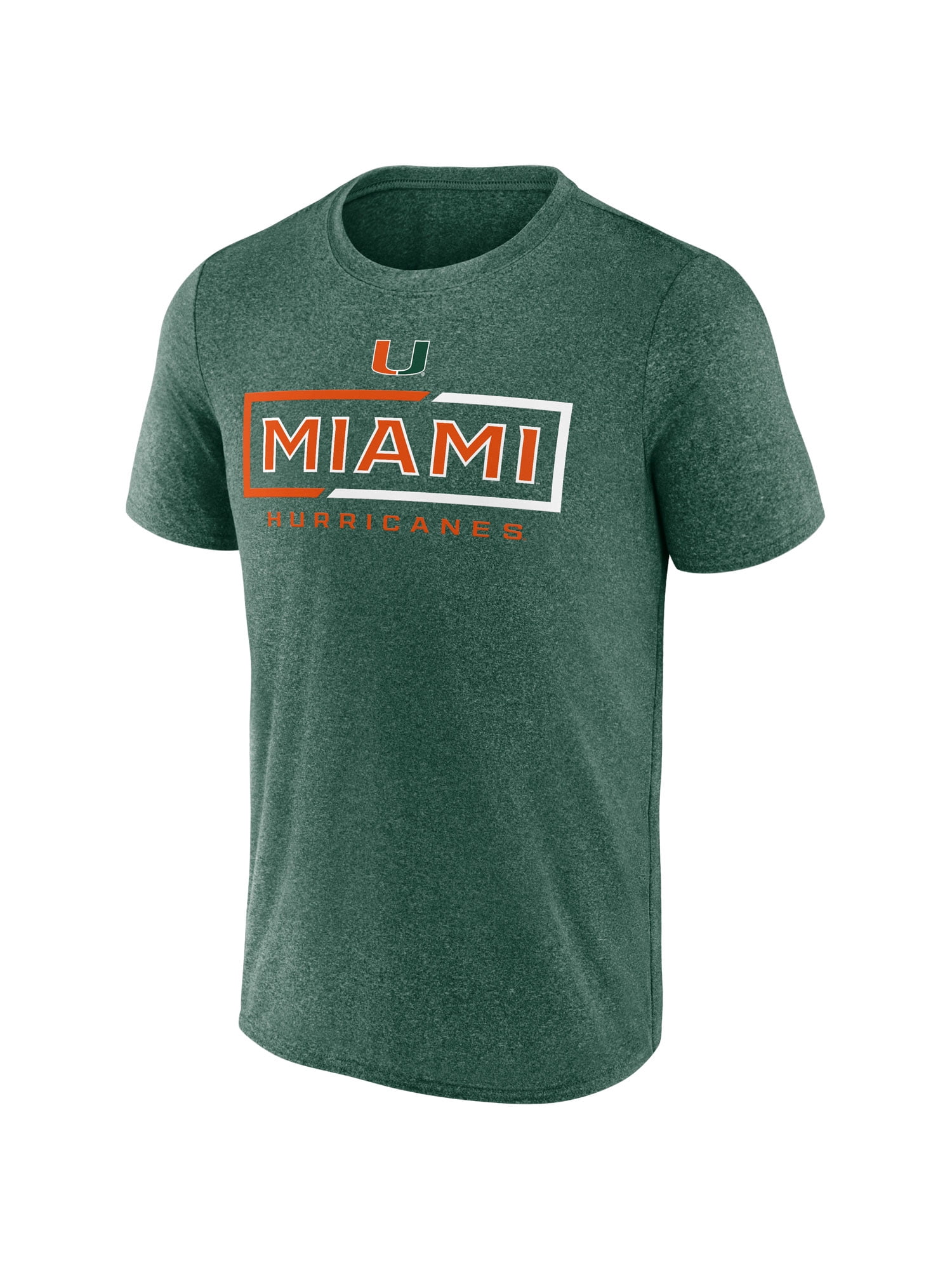 NCAA Miami Hurricanes Men's Synthetic Green Heather Short Sleeve T-Shirt