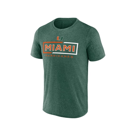 NCAA Miami Hurricanes Men's Synthetic Green Heather Short Sleeve T-Shirt