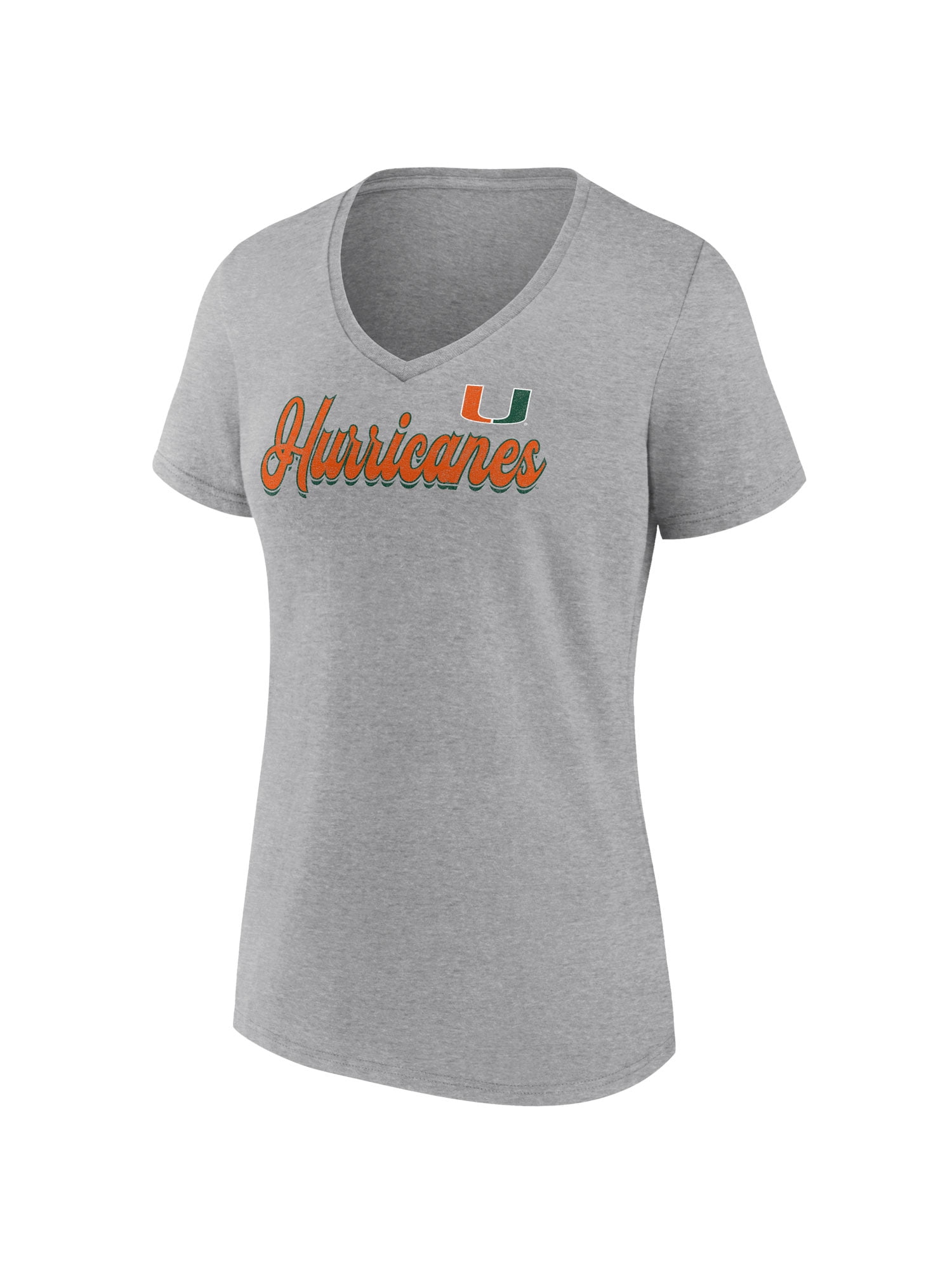 NCAA Miami Hurricanes Women's Cotton Gray Heather Short Sleeve T-Shirt