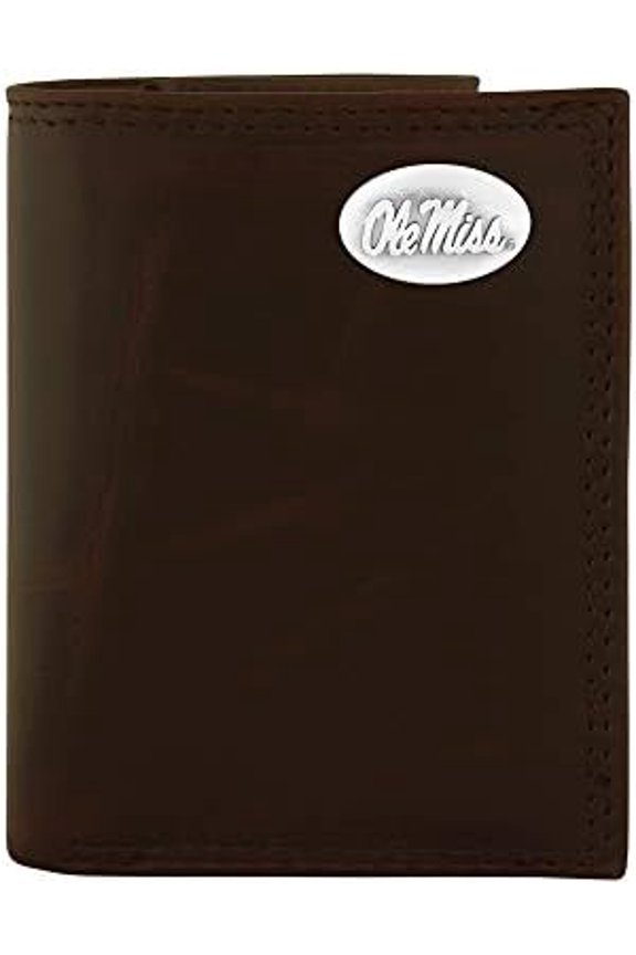 NCAA Mississippi Old Miss RebelsWrinkle Leather Trifold Concho Wallet, Brown$$Sport & Recreation Other
