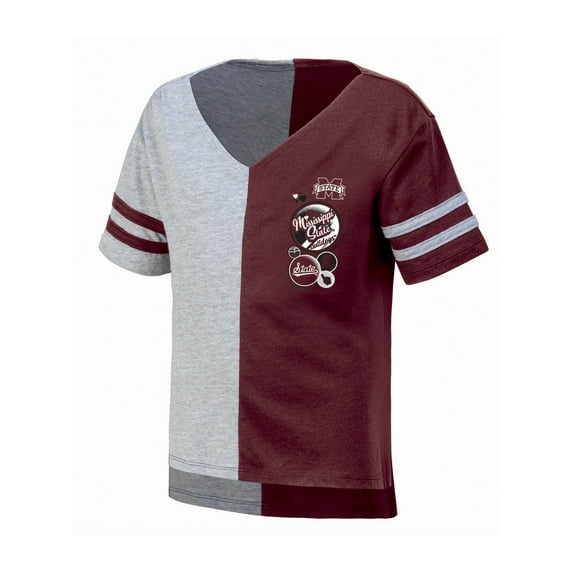 NCAA Mississippi State Girls Tm/Gry Color Cotton Colorblocked Short Sleeve Tee