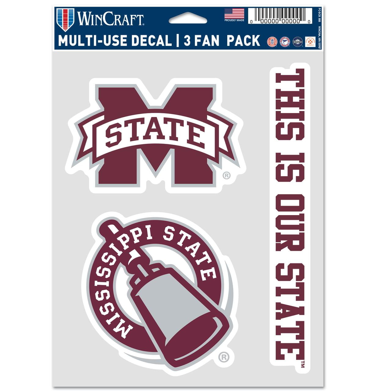 NCAA Mississippi State Team Logo 5" x 7.75" 3 Fan Pack Decal