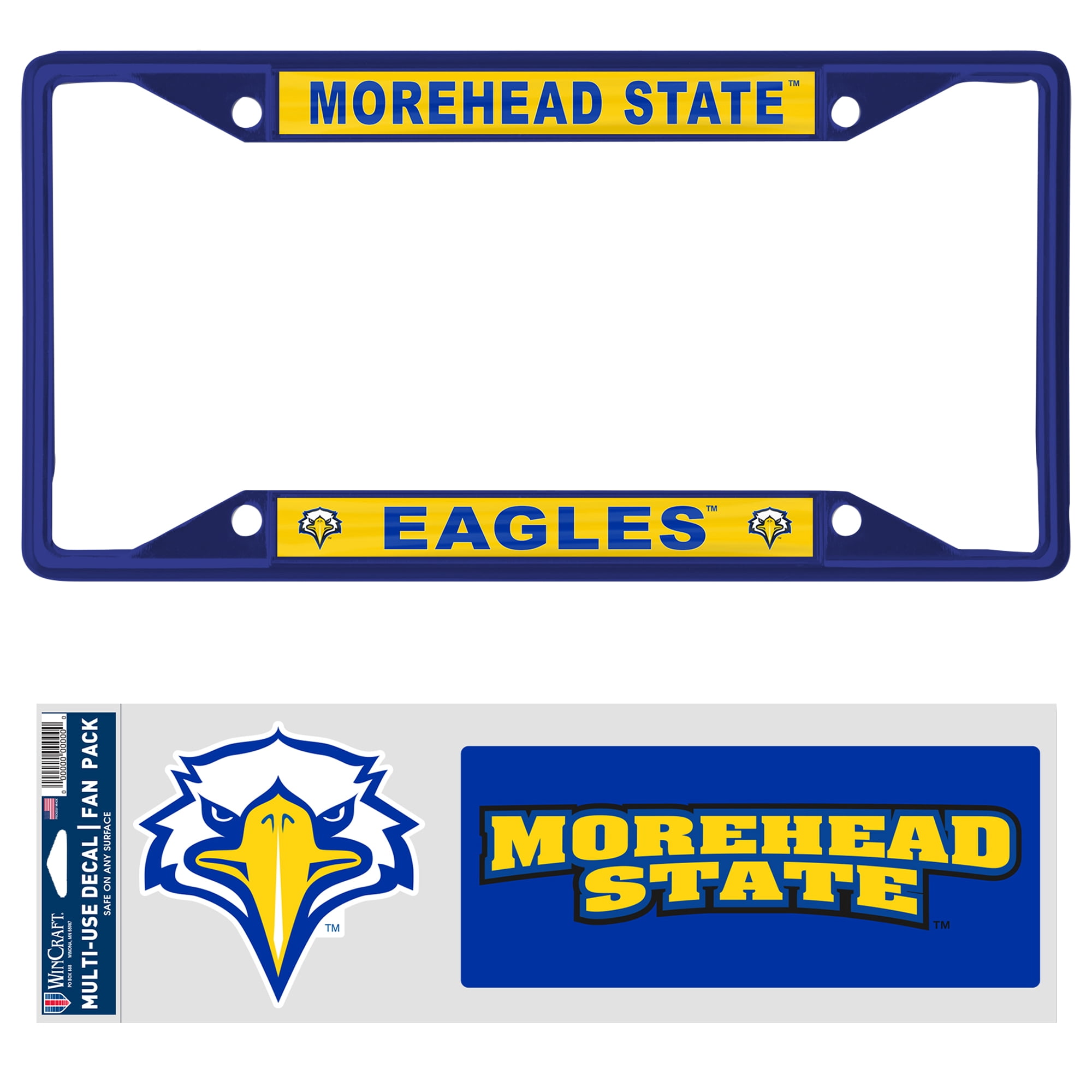 NCAA Morehead St Eagles Team Colored License Plate Frame with Decal Set