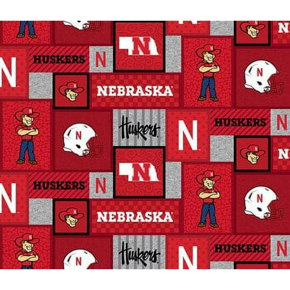NCAA-Nebraska NE-1177 College Patch Crafting Fleece, by the yard