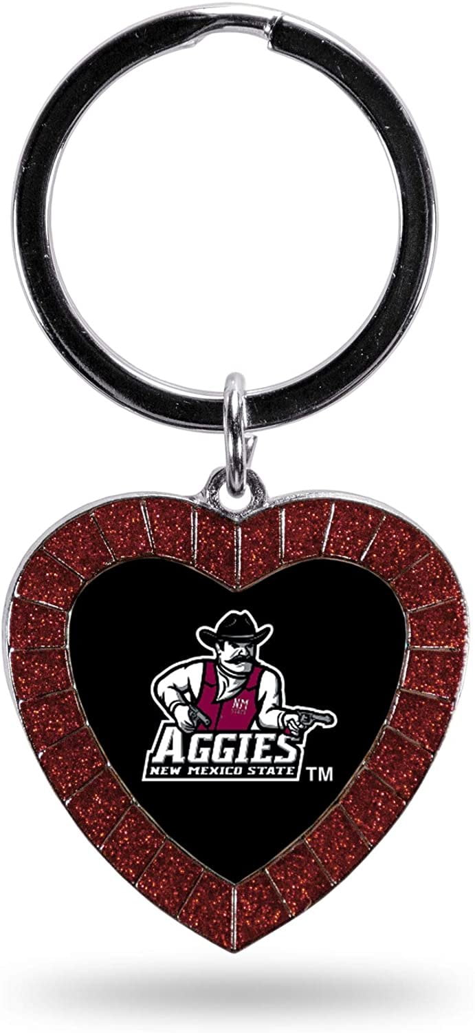 NCAA New Mexico State Aggies NCAA Rhinestone Heart Colored Keychain ...