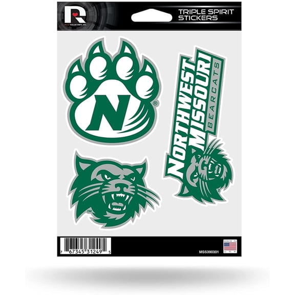 NCAA Northwest Missouri State Triple Spirit Stickers Sports Fan Home Decor, Multicolor, One Size