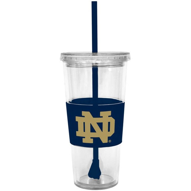 NCAA Notre Dame 22-Ounce Insulated Tumbler with Rubber Sleeve/Stir ...