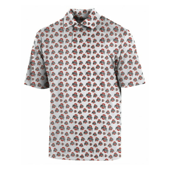 NCAA OHIO STATE Mens Wht/Tm Color Synthetic POLO Critter Print