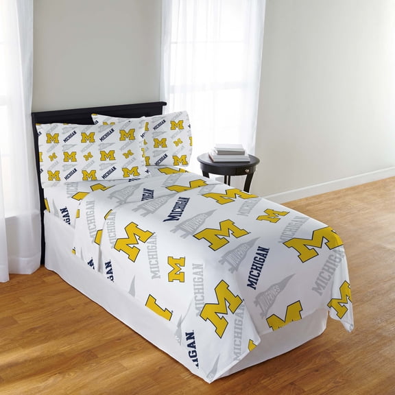 NCAA Officially Licensed Michigan Wolverines Microfiber Bed Sheet Set - Queen