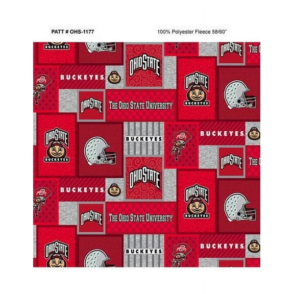 NCAA-Ohio State OHS-1177 College Patch Crafting Fleece, by the yard