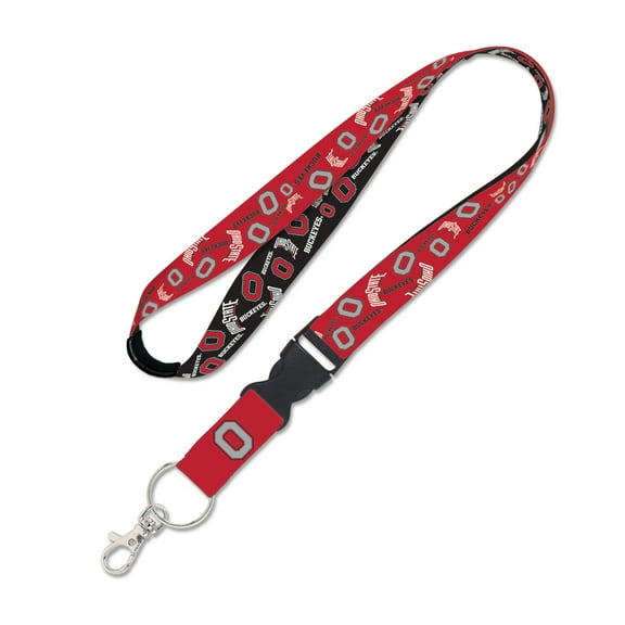 NCAA Ohio State Team Scatter Print 1" Reversible Lanyard with Buckle and Breakaway