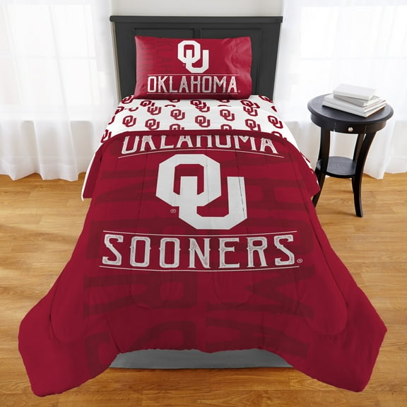 NCAA Oklahoma Sooners Comforter Set, Twin / Twin XL, Affiliation Design, Team Colors, 100% Polyester, 2 Piece Set