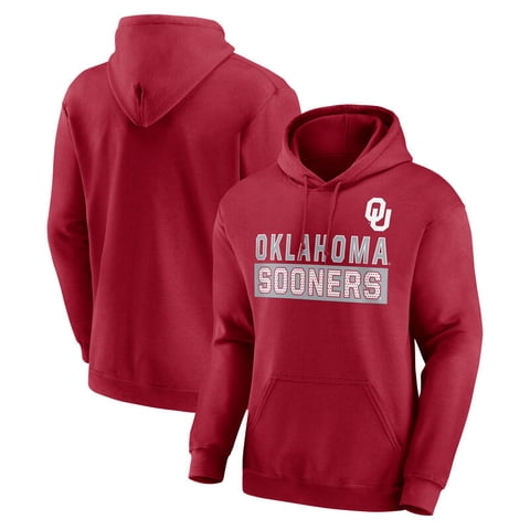 NCAA Oklahoma Sooners Men's Crimson Stacked Cotton Fleece Pullover Hoodie, Up to Size 3XL