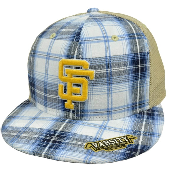 NCAA San Francisco SF Gators Plaid Flat Bill Snapback Mesh Distressed Hat Cap