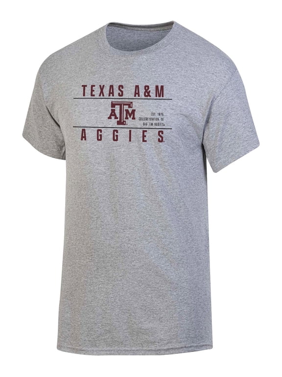 NCAA Men's Texas A&M Aggies Gray Bar Logo Crewneck Tee